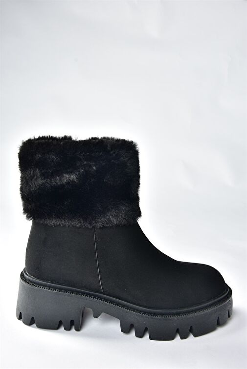 Siyah Süet Kalın Taban Kadın Kürklü Bot N820203002 - Görsel 4