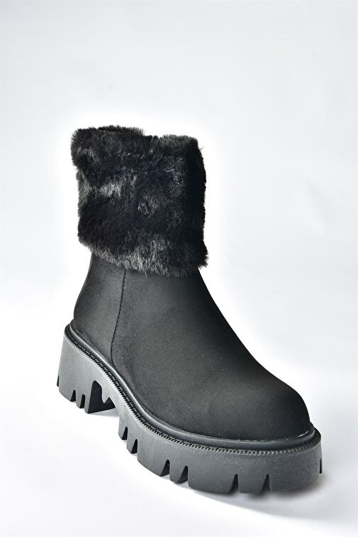 Siyah Süet Kalın Taban Kadın Kürklü Bot N820203002 - Görsel 5