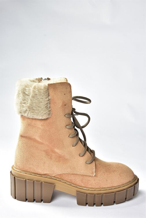 Camel Süet Kalın Taban Kadın Kürklü Bot N820171002 - Görsel 5