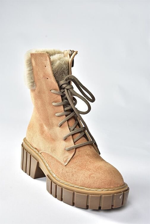Camel Süet Kalın Taban Kadın Kürklü Bot N820171002 - Görsel 6