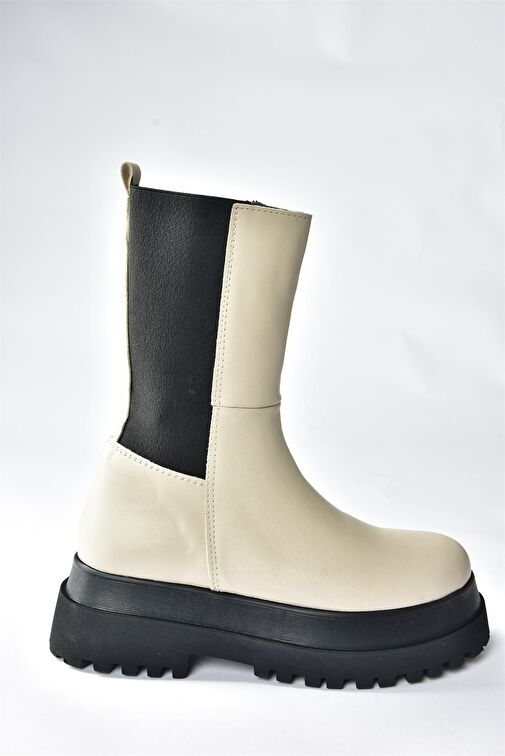 Bej Kalın Tabanlı Kadın Bot J267063109 - Görsel 5