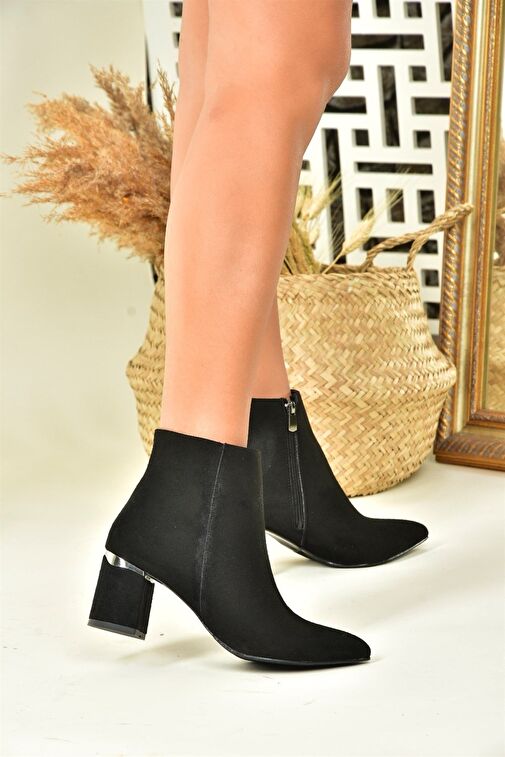 Siyah Süet Kalın Topuklu Kadın Bot N820501102 - Görsel 3