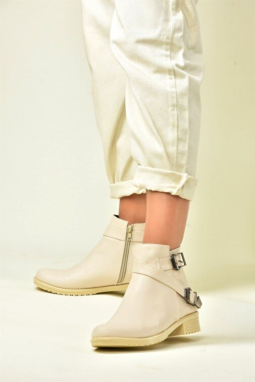 Bej Alçak Topuklu Günlük Kadın Bot A726193409 - Görsel 3