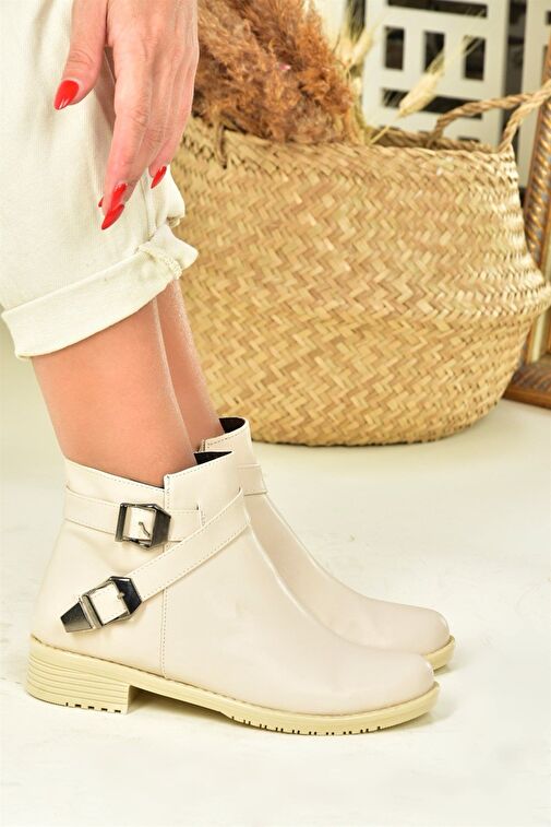 Bej Alçak Topuklu Günlük Kadın Bot A726193409 - Görsel 4