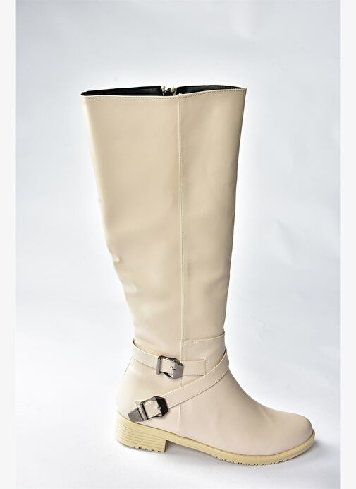 Bej Kısa Topuklu Kadın Çizme E726203409 - Görsel 6