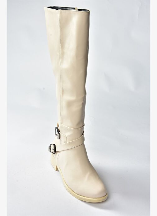 Bej Kısa Topuklu Kadın Çizme E726203409 - Görsel 5