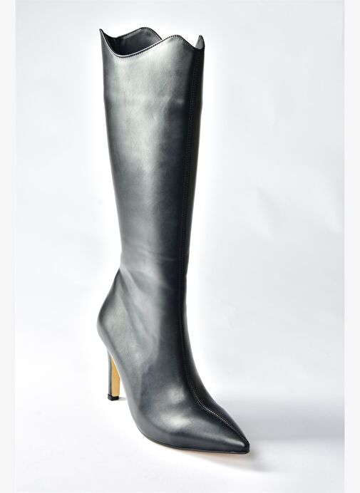 Siyah İnce Yüksek Topuklu Kadın Çizme N820120009 - Görsel 7