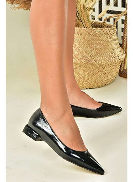 Siyah Rugan Alçak Topuklu Günlük Kadın Ayakkabı N820200408 - Görsel 3