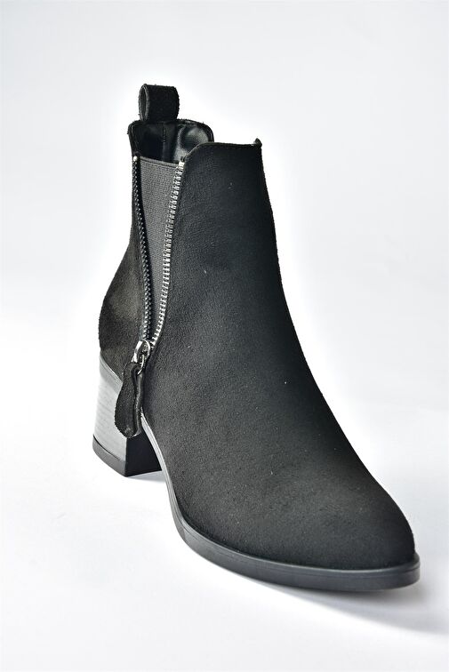 Siyah Süet Alçak Topuklu Günlük Kadın Bot N518900902 - Görsel 6