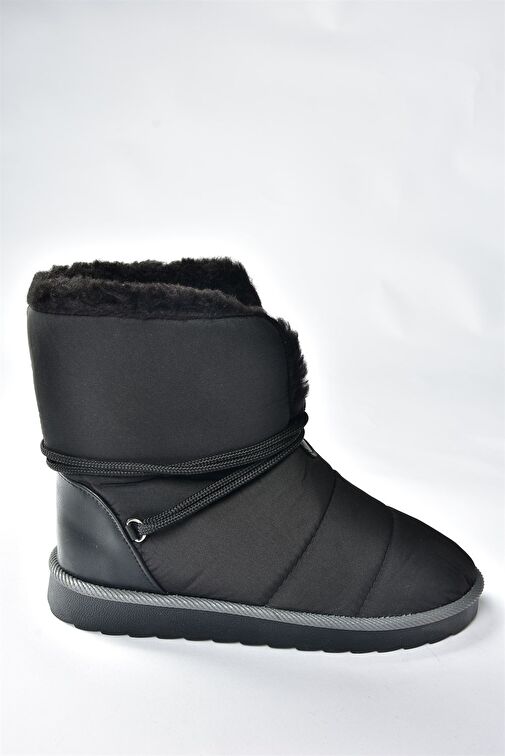 Siyah Kumaş Yakası Kürklü Kadın Bot N973031104 - Görsel 6
