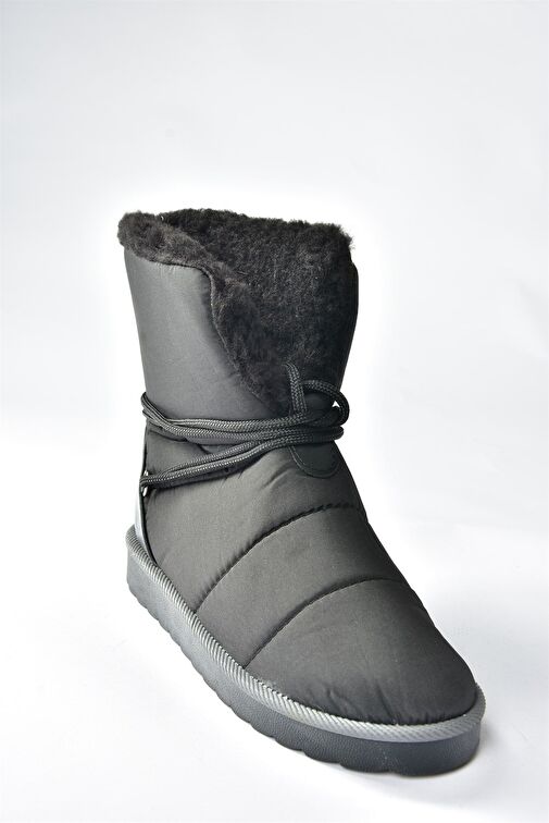 Siyah Kumaş Yakası Kürklü Kadın Bot N973031104 - Görsel 7