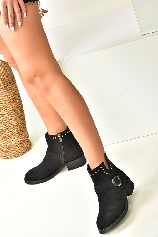 Siyah Süet Alçak Topuklu Günlük Kadın Bot N518400202 - Görsel 3