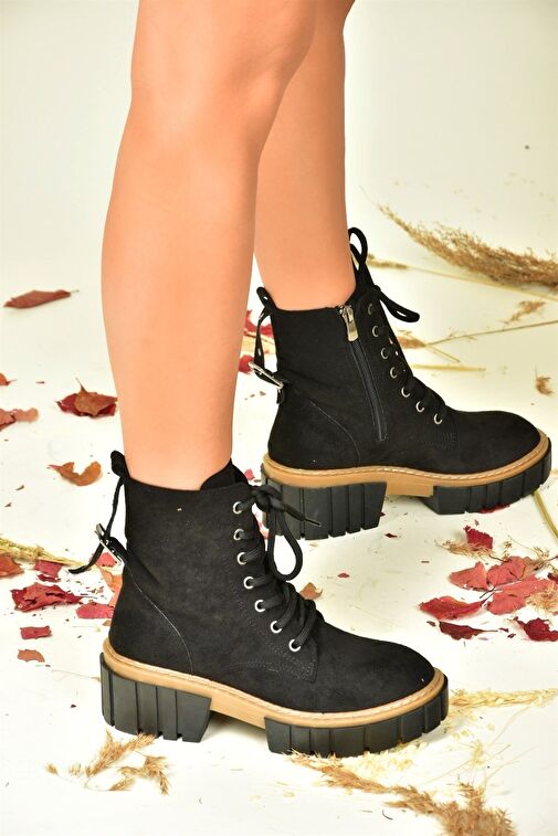 Siyah Süet Kalın Taban Kadın Bot N820200202 - Görsel 3