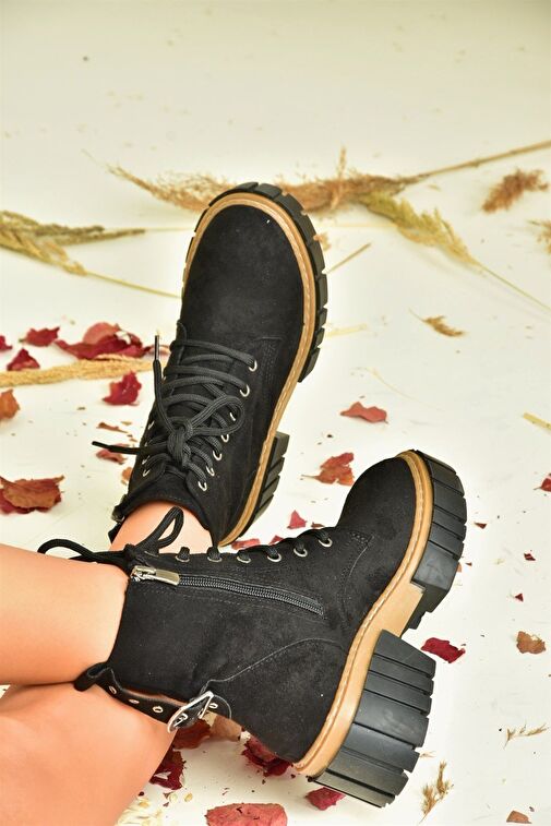 Siyah Süet Kalın Taban Kadın Bot N820200202 - Görsel 5