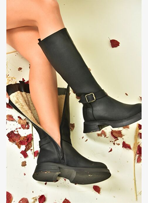 Siyah Alçak Topuklu Günlük Kadın Çizme N674265009 - Görsel 5