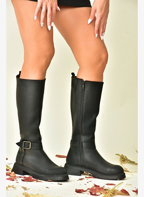 Siyah Alçak Topuklu Günlük Kadın Çizme N674265009 - Görsel 4