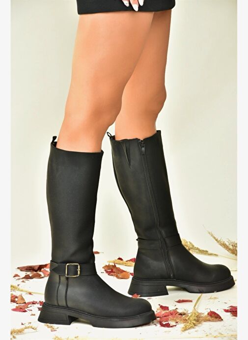 Siyah Alçak Topuklu Günlük Kadın Çizme N674265009 - Görsel 2