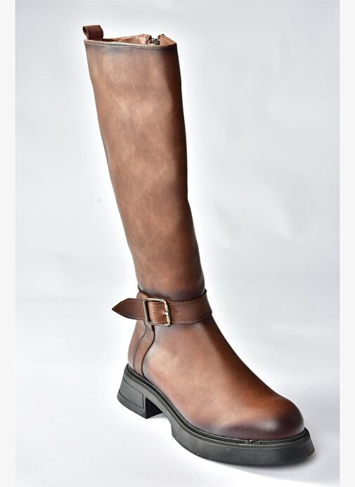 Taba Alçak Topuklu Günlük Kadın Çizme N674265009 - Görsel 5