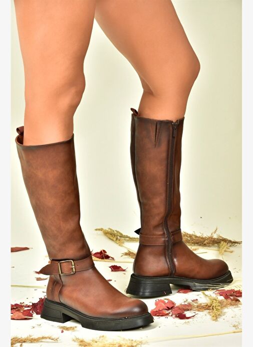 Taba Alçak Topuklu Günlük Kadın Çizme N674265009 - Görsel 2