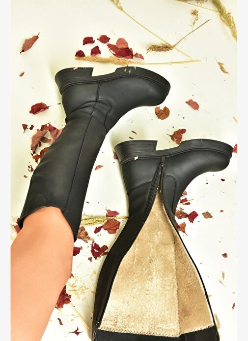 Siyah Alçak Topuklu Günlük Kadın Çizme N674265109 - Görsel 2