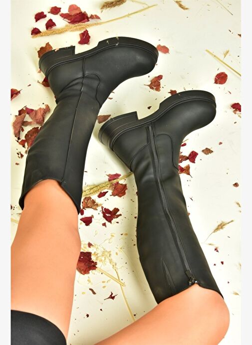 Siyah Alçak Topuklu Günlük Kadın Çizme N674265109 - Görsel 4