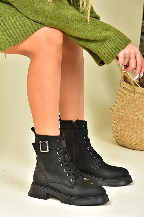 Siyah Metal Tokalı Kadın Postal Bot N674260109 - Görsel 3