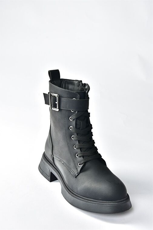 Siyah Metal Tokalı Kadın Postal Bot N674260109 - Görsel 6