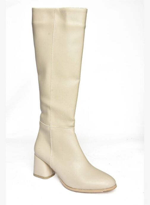 Bej Alçak Topuklu Günlük Kadın Çizme J848300109 - Görsel 7