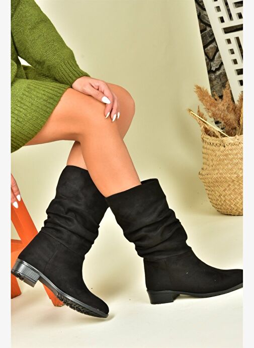 Siyah Süet Büzgülü Günlük Kadın Çizme N726602102 - Görsel 2