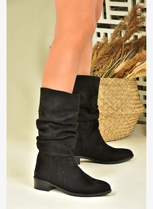 Siyah Süet Büzgülü Günlük Kadın Çizme N726602102 - Görsel 3
