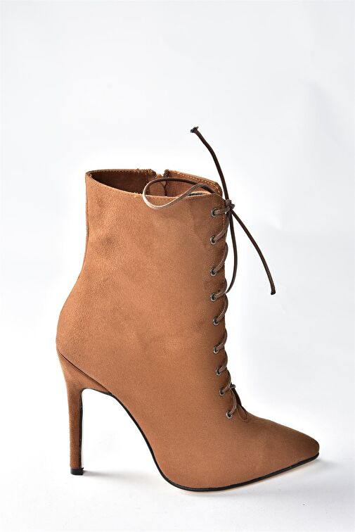 Taba Süet İnce Yüksek Topuklu Kadın Bot L372493502 - Görsel 7