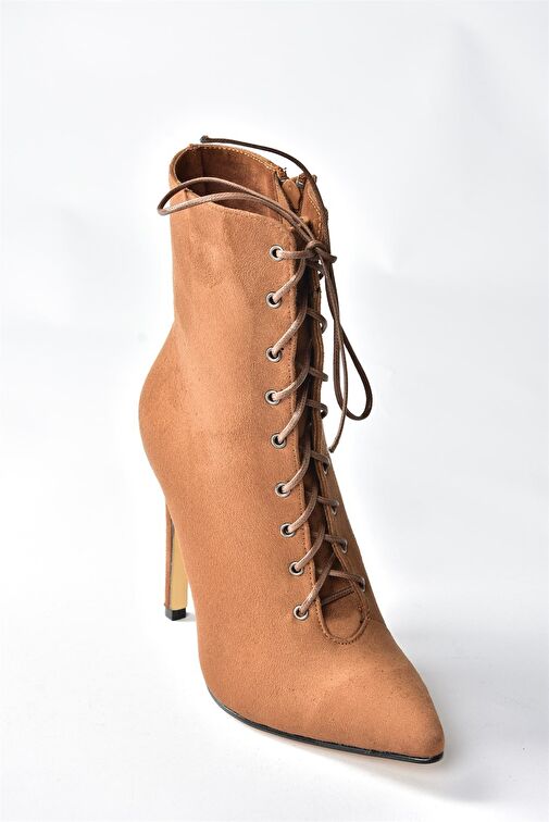 Taba Süet İnce Yüksek Topuklu Kadın Bot L372493502 - Görsel 8