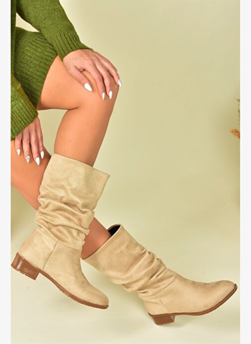 Ten Süet Büzgülü Günlük Kadın Çizme N726602102 - Görsel 2