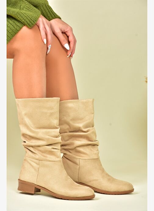 Ten Süet Büzgülü Günlük Kadın Çizme N726602102 - Görsel 5