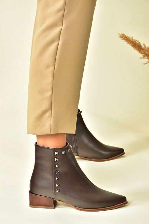 Kahverengi Zımba Detaylı Kadın Bot N820032309 - Görsel 3