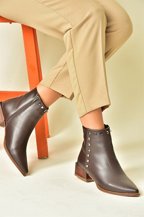 Kahverengi Zımba Detaylı Kadın Bot N820032309 - Görsel 4