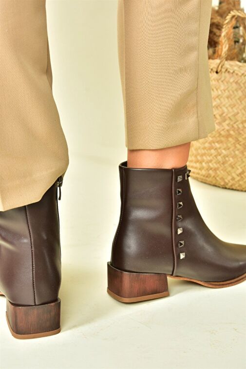 Kahverengi Zımba Detaylı Kadın Bot N820032309 - Görsel 5