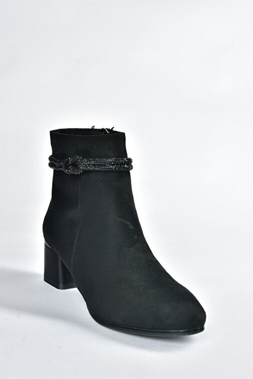 Siyah Süet Taş Detaylı Kalın Topuklu Kadın Bot N251035002 - Görsel 5