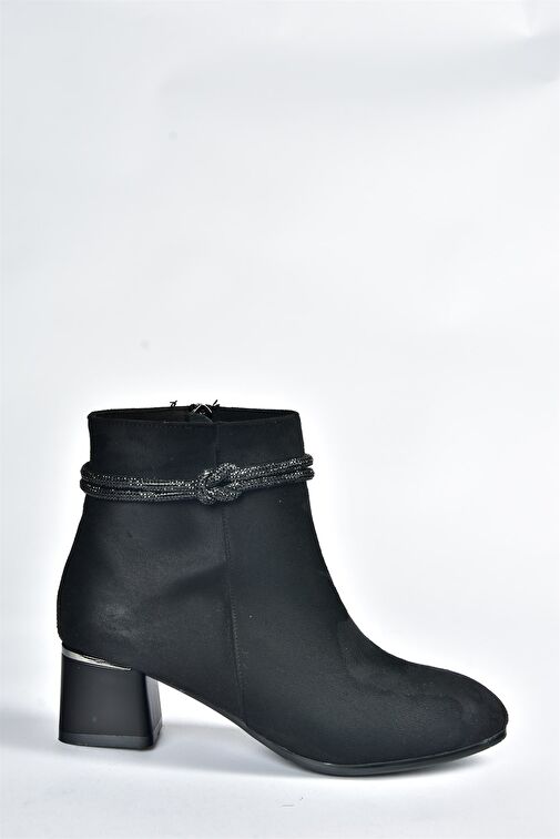 Siyah Süet Taş Detaylı Kalın Topuklu Kadın Bot N251035002 - Görsel 6