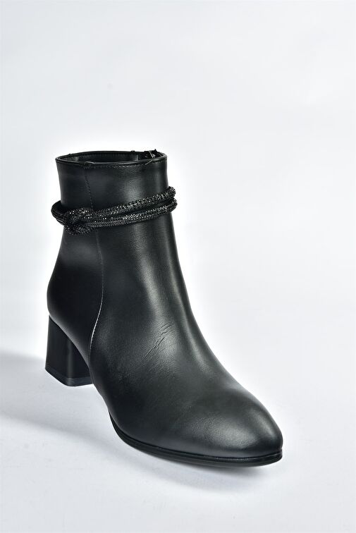Siyah Taş Detaylı Kalın Topuklu Kadın Bot N251035009 - Görsel 5