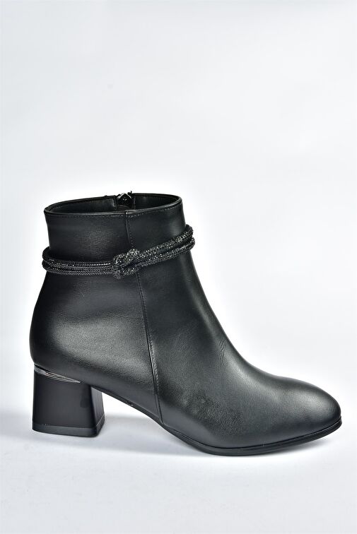 Siyah Taş Detaylı Kalın Topuklu Kadın Bot N251035009 - Görsel 6