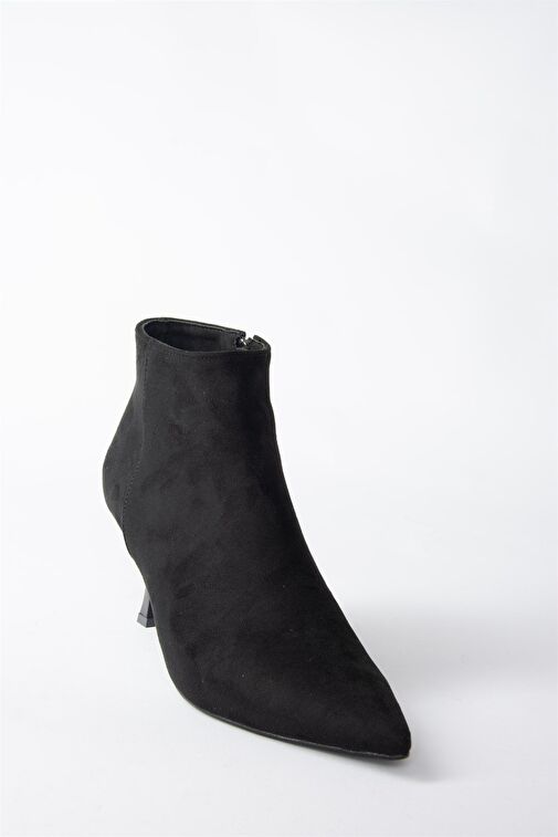 Siyah Süet İnce Topuklu Sivri Burun Kadın Bot N282102102 - Görsel 6