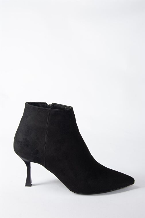 Siyah Süet İnce Topuklu Sivri Burun Kadın Bot N282102102 - Görsel 7