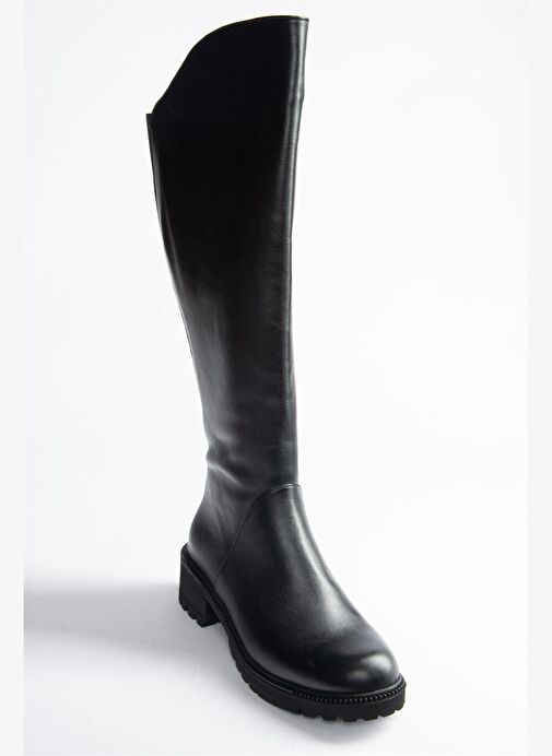 Siyah Hakiki Deri Alçak Topuklu Günlük Kadın Çizme N654032803 - Görsel 8