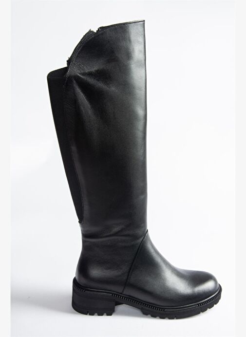 Siyah Hakiki Deri Alçak Topuklu Günlük Kadın Çizme N654032803 - Görsel 7