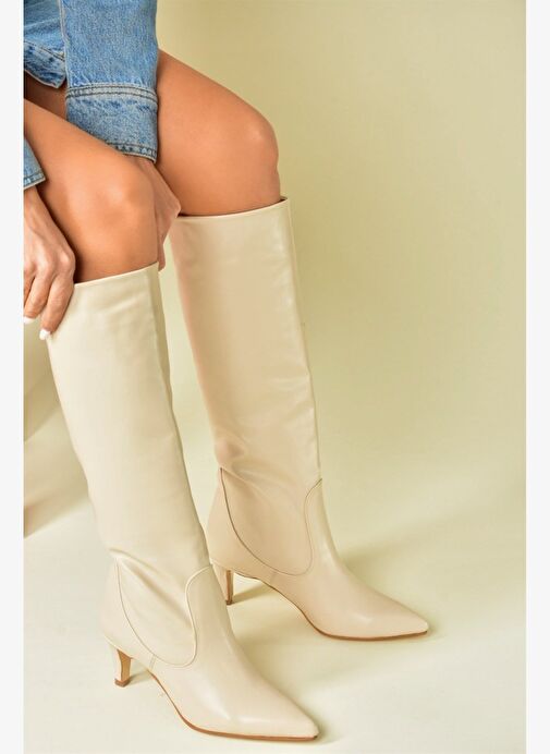 Bej Kısa Topuklu Kadın Çizme L882870409 - Görsel 2