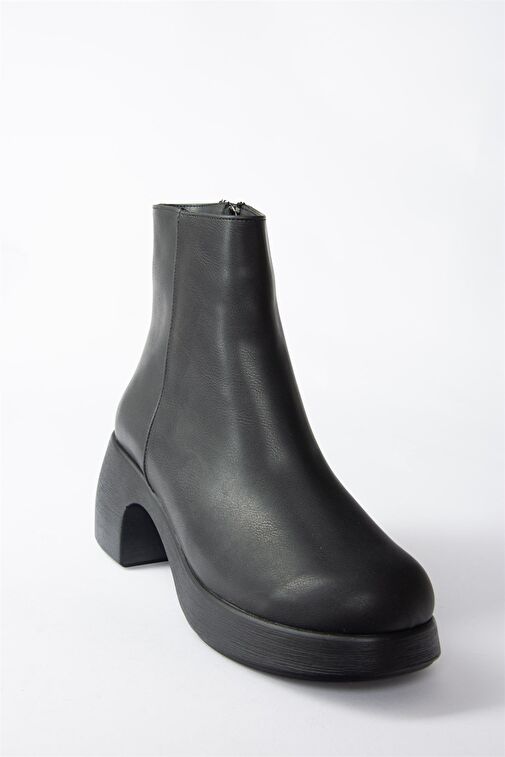 Siyah Kalın Kısa Topuklu Günlük Kadın Bot N282210209 - Görsel 6
