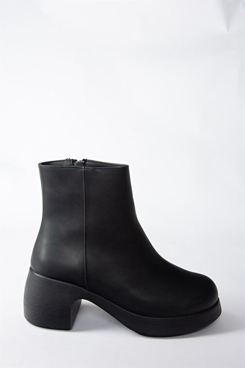 Siyah Kalın Kısa Topuklu Günlük Kadın Bot N282210209 - Görsel 7