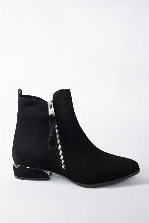 Siyah Süet Alçak Topuklu Kadın Bot N820001502 - Görsel 6