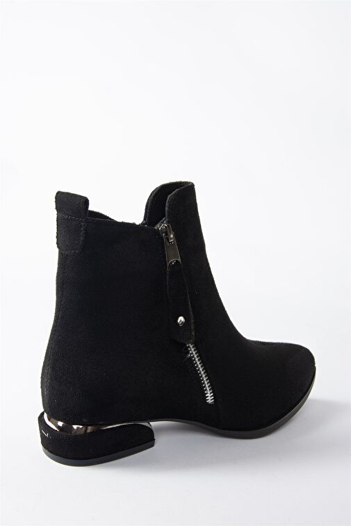 Siyah Süet Alçak Topuklu Kadın Bot N820001502 - Görsel 7